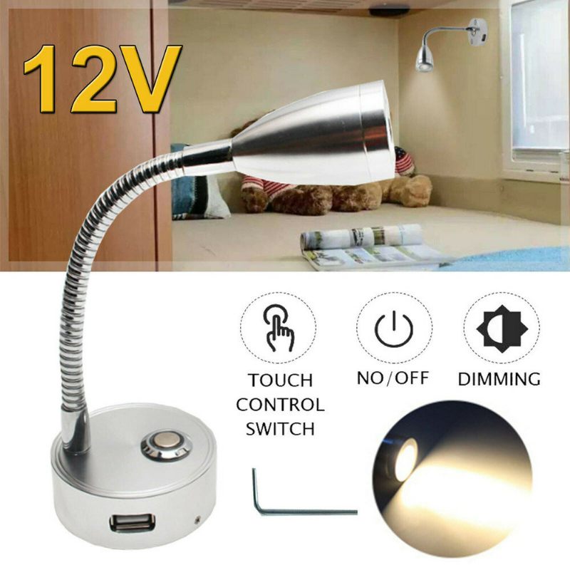 12v Touch Switch Usb Led Spot Svjetlo Za Čitanje Kamper Karavan Unutrašnja Svjetiljka Za Čamac