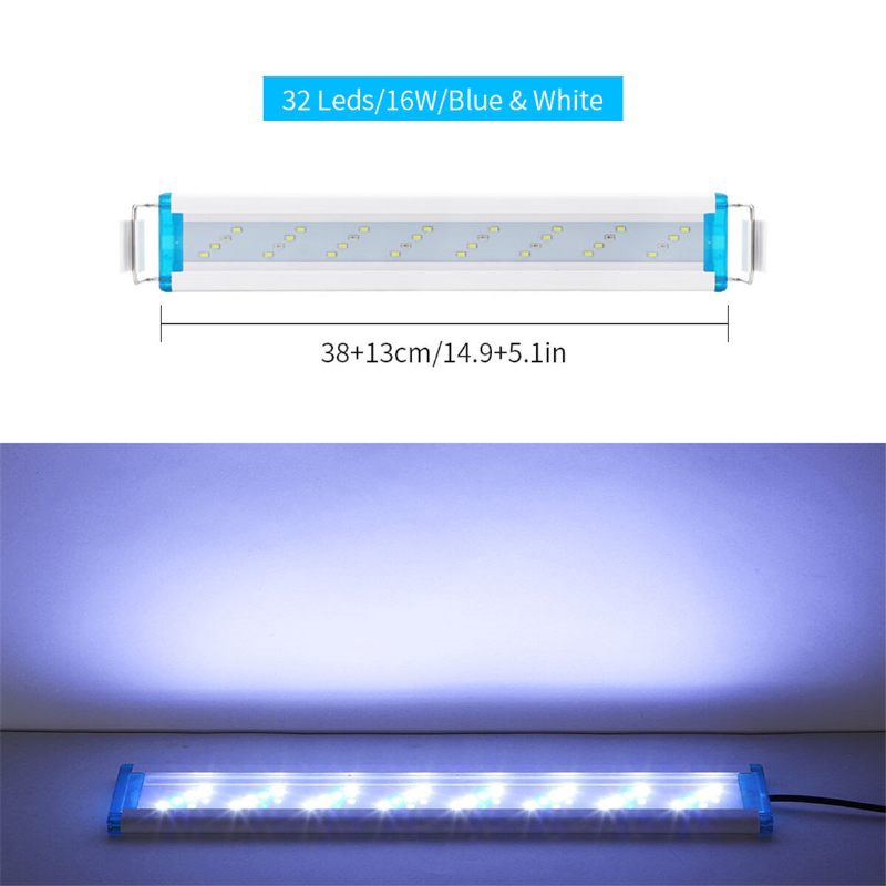 18-48cm Fish Tank Lampa Akvarijska Led Rasvjeta S Produljivim Nosačima Bijele I Plave Led Diode Odgovara Za Akvarij