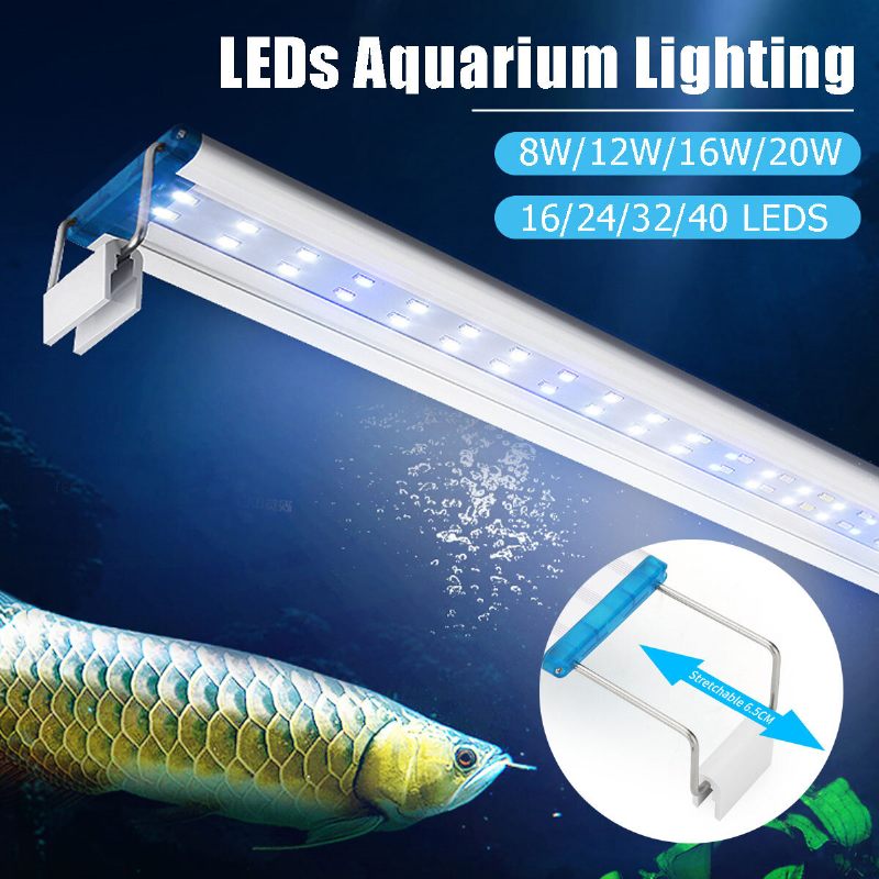 18-48cm Fish Tank Lampa Akvarijska Led Rasvjeta S Produljivim Nosačima Bijele I Plave Led Diode Odgovara Za Akvarij