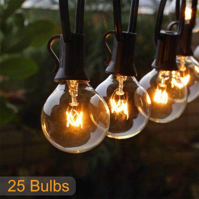 25ft Patio String Light Božić G40 Globe Festoon Bulb Fairy Vanjski Party Garden Girlland Svadbena Ukrasna Svjetla