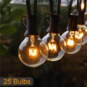 25ft Patio String Light Božić G40 Globe Festoon Bulb Fairy Vanjski Party Garden Girlland Svadbena Ukrasna Svjetla