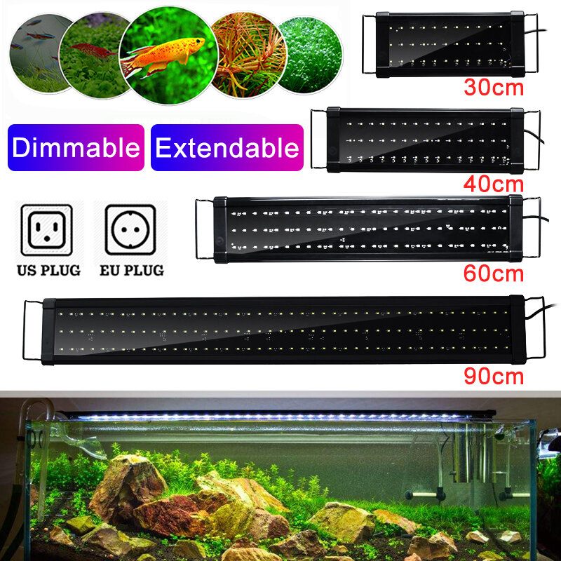 30/40/60/90cm Led Svjetiljka Za Akvarijske Ribice Bezstupanjskog Prigušivanja Smd2835 Lampa Za Vodenu Travu Ac100-240v