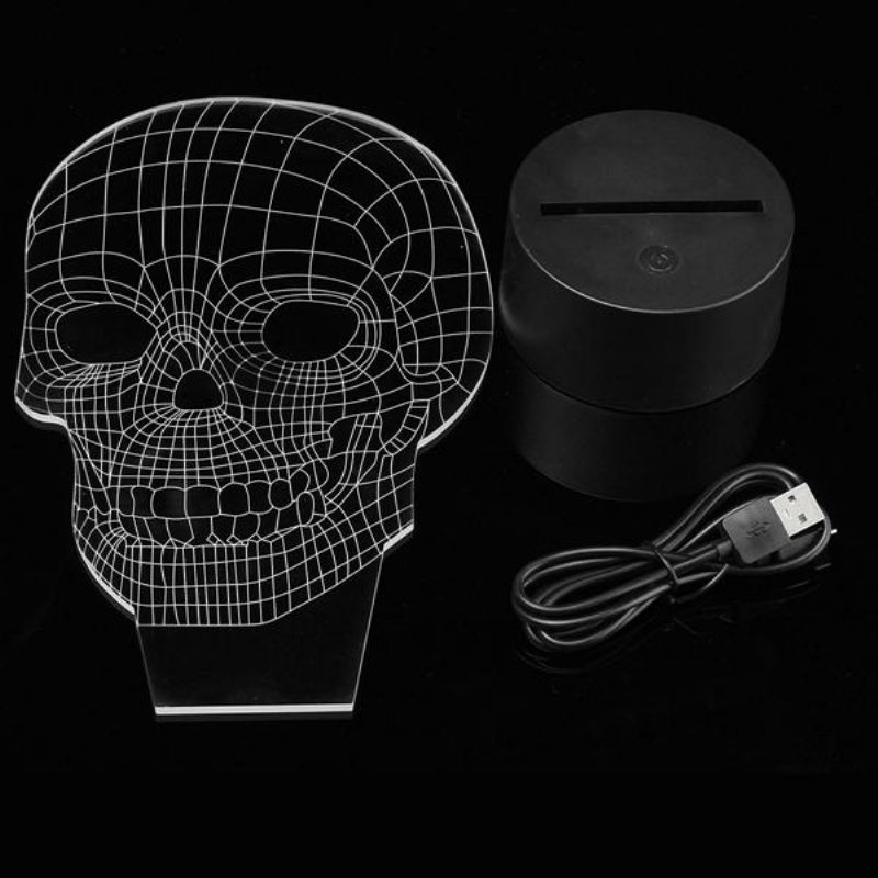 3d Iluzija Lubanje Led Stolna Svjetiljka Usb Noćna Lampa Koja Mijenja 7 Boja Kućni Dekor