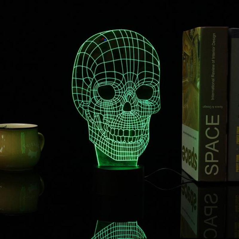 3d Iluzija Lubanje Led Stolna Svjetiljka Usb Noćna Lampa Koja Mijenja 7 Boja Kućni Dekor