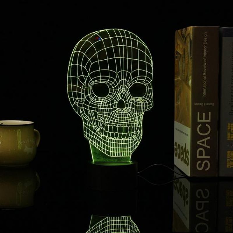 3d Iluzija Lubanje Led Stolna Svjetiljka Usb Noćna Lampa Koja Mijenja 7 Boja Kućni Dekor