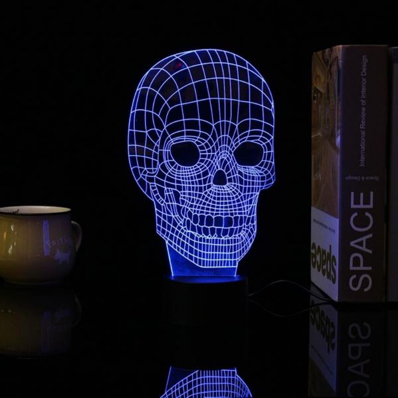 3d Iluzija Lubanje Led Stolna Svjetiljka Usb Noćna Lampa Koja Mijenja 7 Boja Kućni Dekor