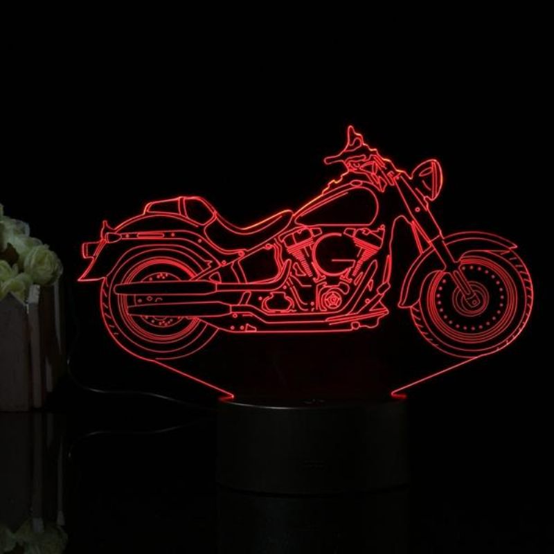 3d Iluzija Motocikla Led Stolna Lampa 7 Boja Noćno Svjetlo S Prekidačem Na Dodir