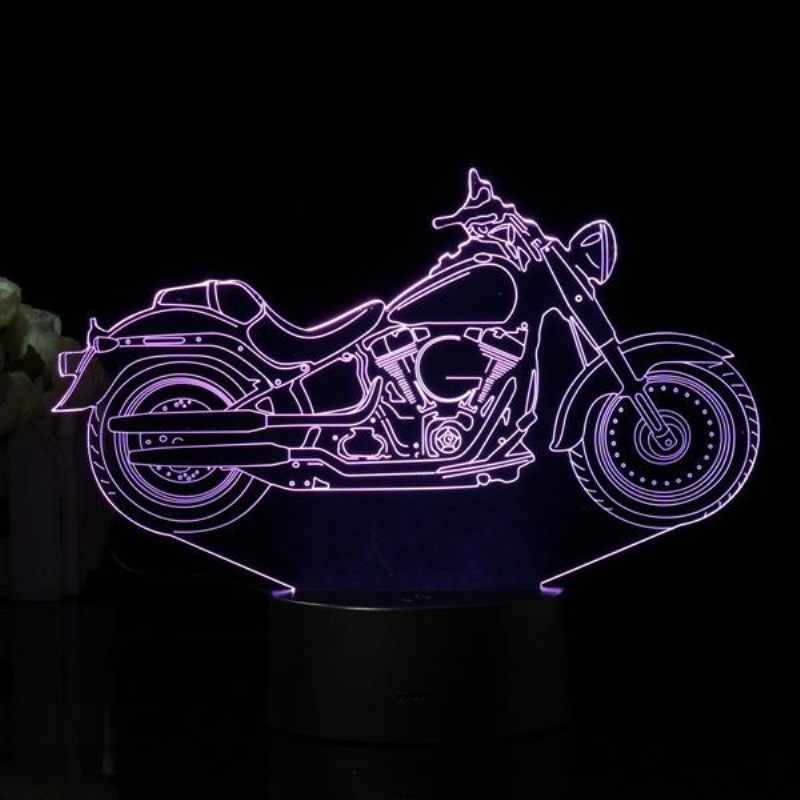 3d Iluzija Motocikla Led Stolna Lampa 7 Boja Noćno Svjetlo S Prekidačem Na Dodir