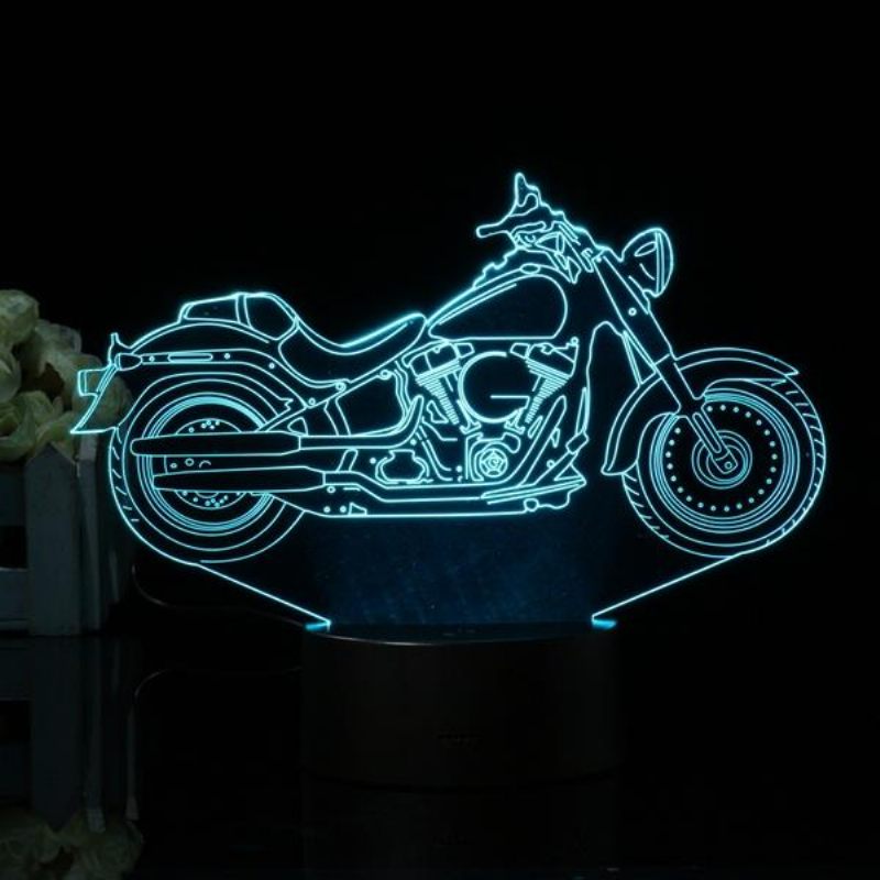 3d Iluzija Motocikla Led Stolna Lampa 7 Boja Noćno Svjetlo S Prekidačem Na Dodir