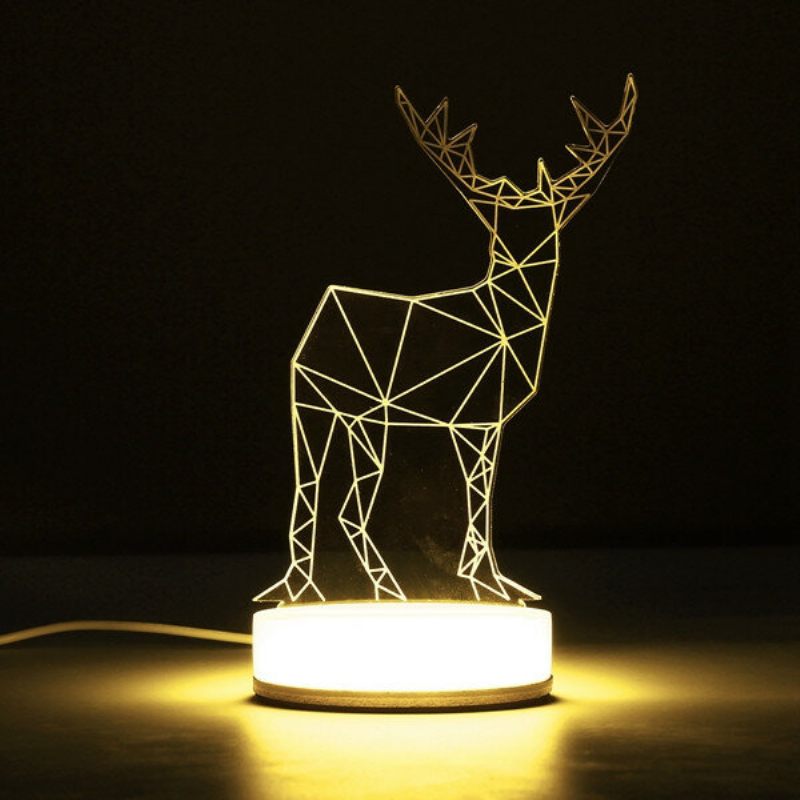 3d Iluzija Usb Led Noćno Svjetlo Toplo Bijela Stolna Lampa Božićni Dar