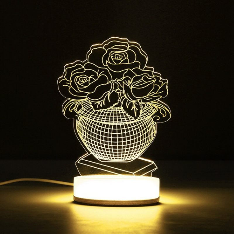 3d Iluzija Usb Led Noćno Svjetlo Toplo Bijela Stolna Lampa Božićni Dar