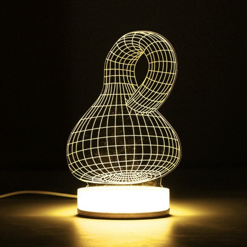 3d Iluzija Usb Led Noćno Svjetlo Toplo Bijela Stolna Lampa Božićni Dar