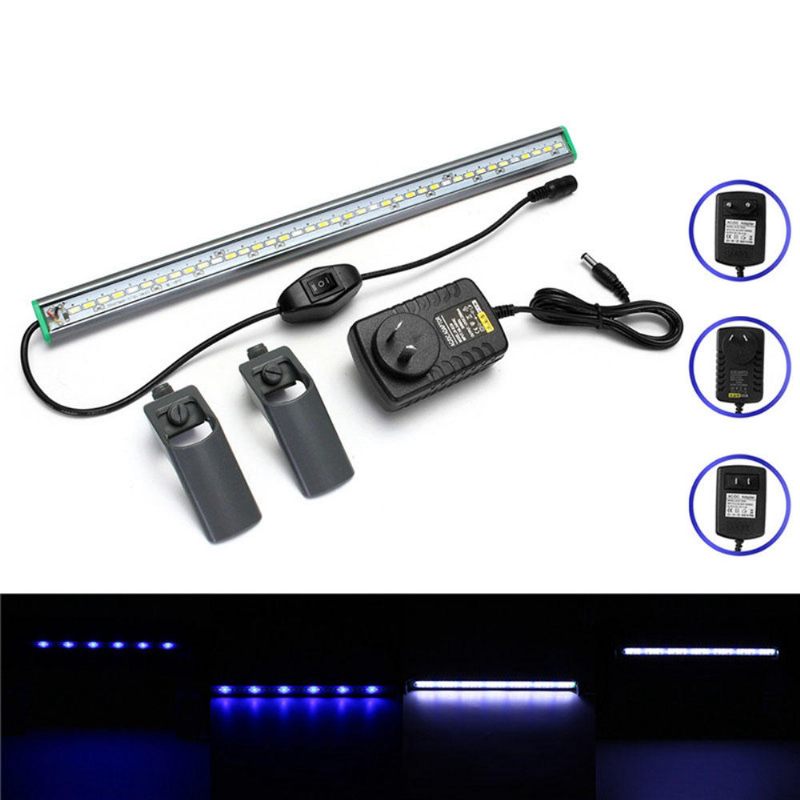 40cm 39 Led Fish Tank Aquarium Light Bijelo Plava Svjetiljka S Kopčom Na Vodootpornoj Traci Ac110-240v