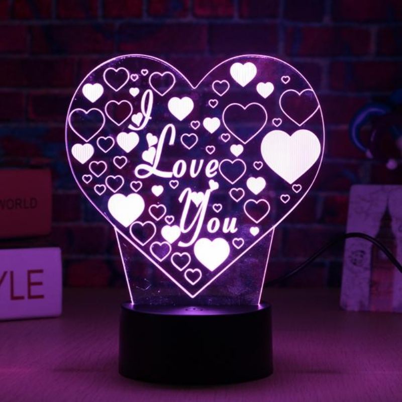 Led 3d Šareno I Love You Noćno Svjetlo Daljinski Upravljač Senzor Osjetljiv Na Dodir Stolna Svjetiljka