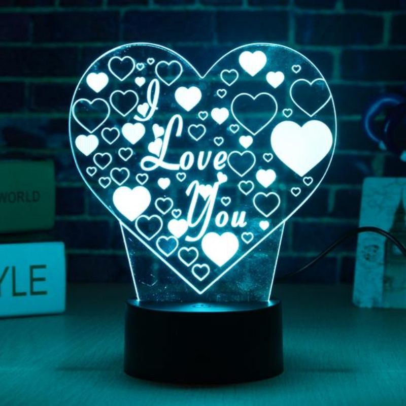 Led 3d Šareno I Love You Noćno Svjetlo Daljinski Upravljač Senzor Osjetljiv Na Dodir Stolna Svjetiljka