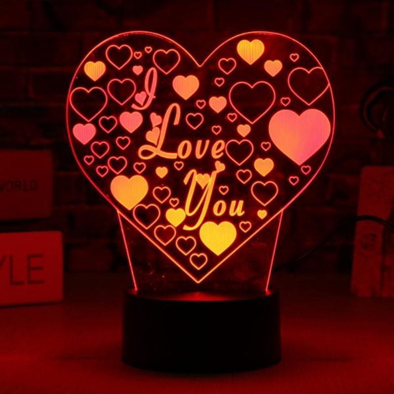 Led 3d Šareno I Love You Noćno Svjetlo Daljinski Upravljač Senzor Osjetljiv Na Dodir Stolna Svjetiljka