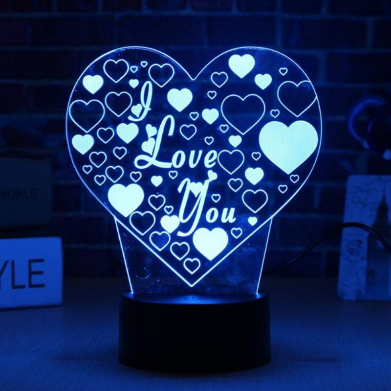 Led 3d Šareno I Love You Noćno Svjetlo Daljinski Upravljač Senzor Osjetljiv Na Dodir Stolna Svjetiljka