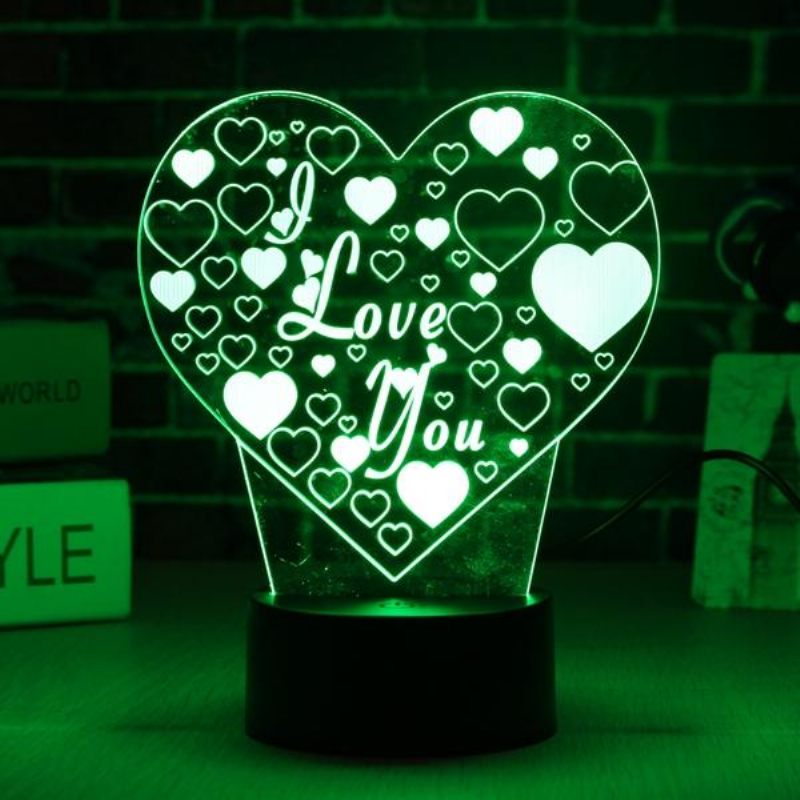 Led 3d Šareno I Love You Noćno Svjetlo Daljinski Upravljač Senzor Osjetljiv Na Dodir Stolna Svjetiljka