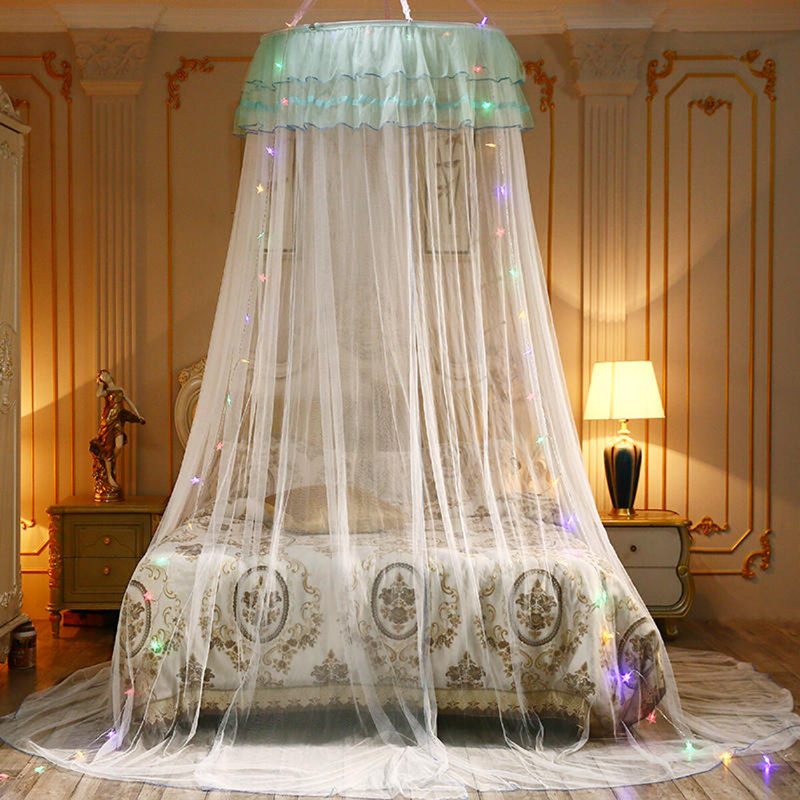 Mreža Za Komarce Posteljina Čipka Led Svjetlo Princess Dome Mrežasti Krevet Baldahin Dekor Spavaće Sobe