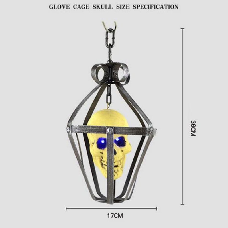 Prijenosno Šareno Bljeskajuće Led Svjetleće Lubanje Noćno Svjetlo Viseći Kavez Dekoracija Za Zabavu Za Noć Vještica