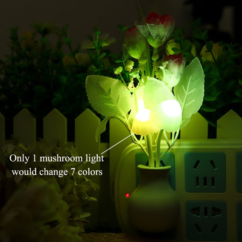 Romantični Cvijet Gljiva Led Noćno Svjetlo Senzor Dekor Za Dječji Krevet Američki Utikač