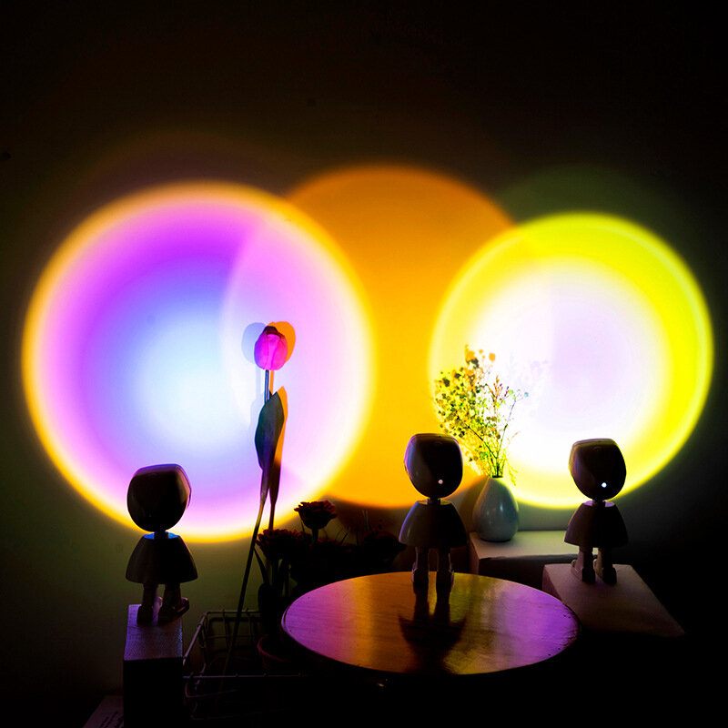 Sun Sunset Led Light Rainbow Projection Stolna Lampa Home Decor Usb Night