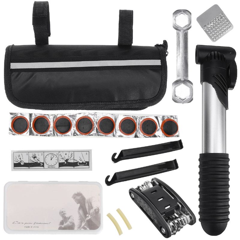 12pcs/set Bicikl Mtb Repair Patch Tools Kit Bike Cycle Inner Gube Popravak Probušene Gume Pumpa Za + Imbus Ključ + Poluge