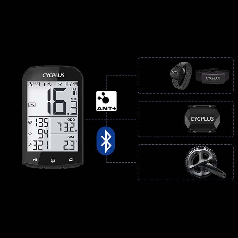 Cycplus M1 Gps Računalo Za Bicikle Bežično S Bluetooth 4.0 Ant+ Biciklistički Brzinomjer Vodootporni Lcd Pozadinsko Osvjetljenje Brojač Kilometara Štoperica Dodaci Za Za Mtb Cestovni Bicikl/gradski Bicikl