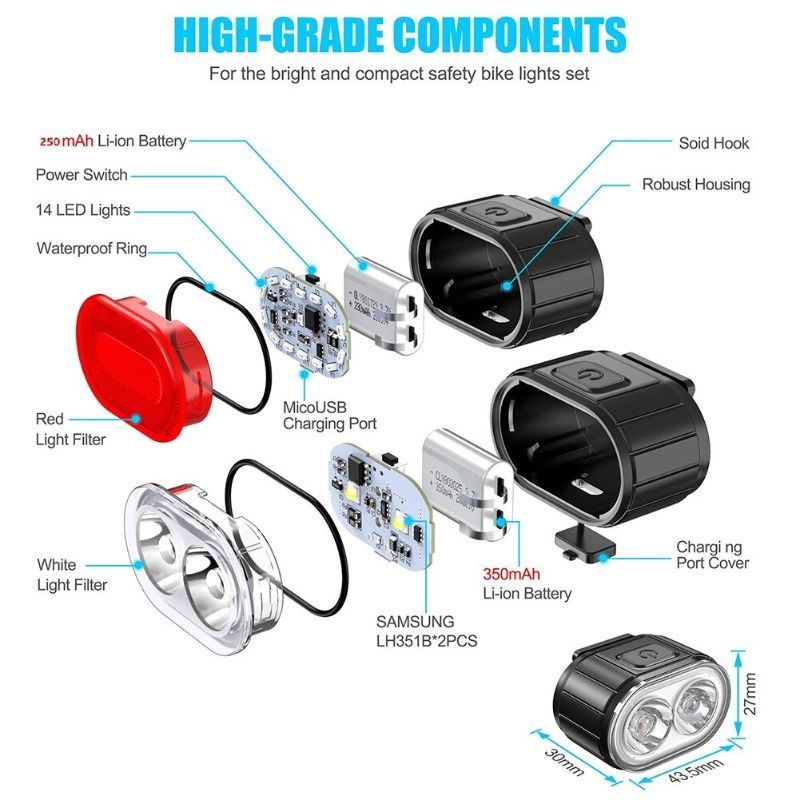 Usb Set Za Led Prednje I Stražnje Svjetlo Za Bicikl