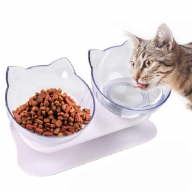Prozirna Dvostruka Zdjelica Za Hranjenje Mačaka S Povišenom Vodom