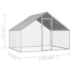 Vanjski Kavez Za Piliće 9'x6.6'x6'3" Od Pocinčanog Čelika