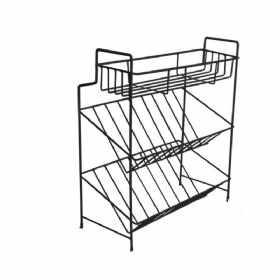 2/3 Sloja Polica Za Pohranu Kuhinjskog Pribora Željezo Stalak Za Začine Za Kućni Organizator Kuhinjska Polica-crna