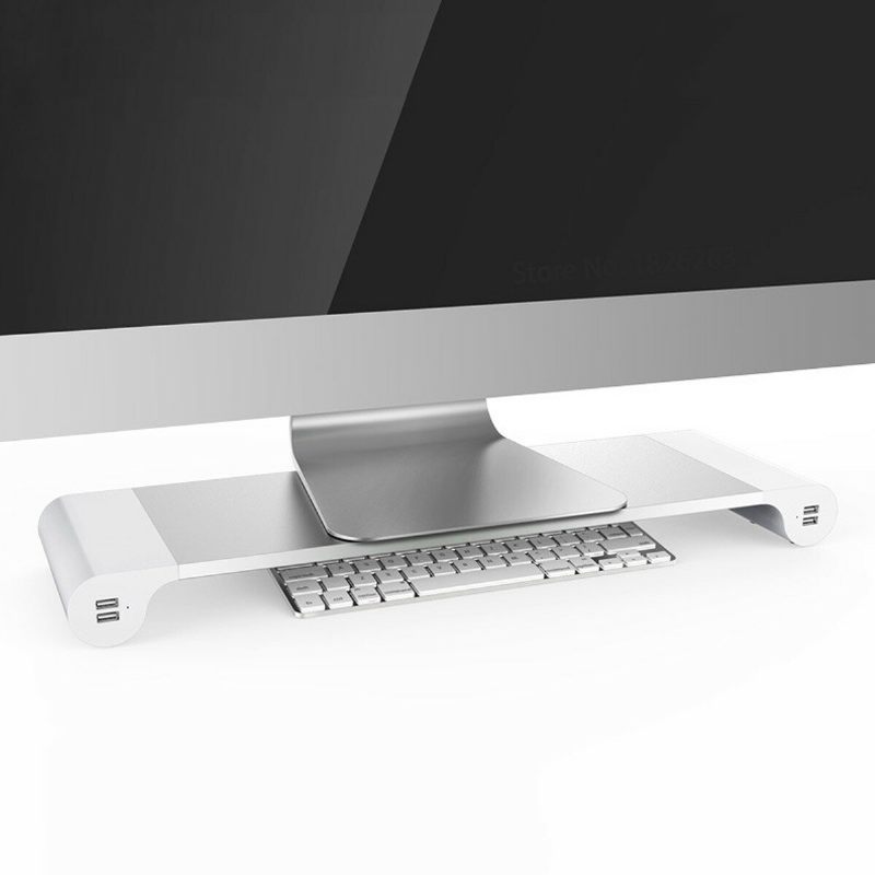 Aluminijsko Postolje Za Stolni Monitor Neklizajuće Prijenosno Računalo Laptop Riser S 4 Porta Usb Punjačem Za Imac Macbook Pro Air