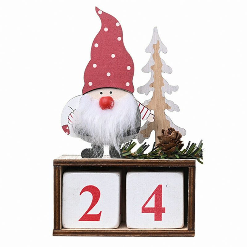 Božićni Kalendar S Odbrojavanjem Drveni Ukras Za Kućni Ured Djed Božićnjak Od Borove Šišarke