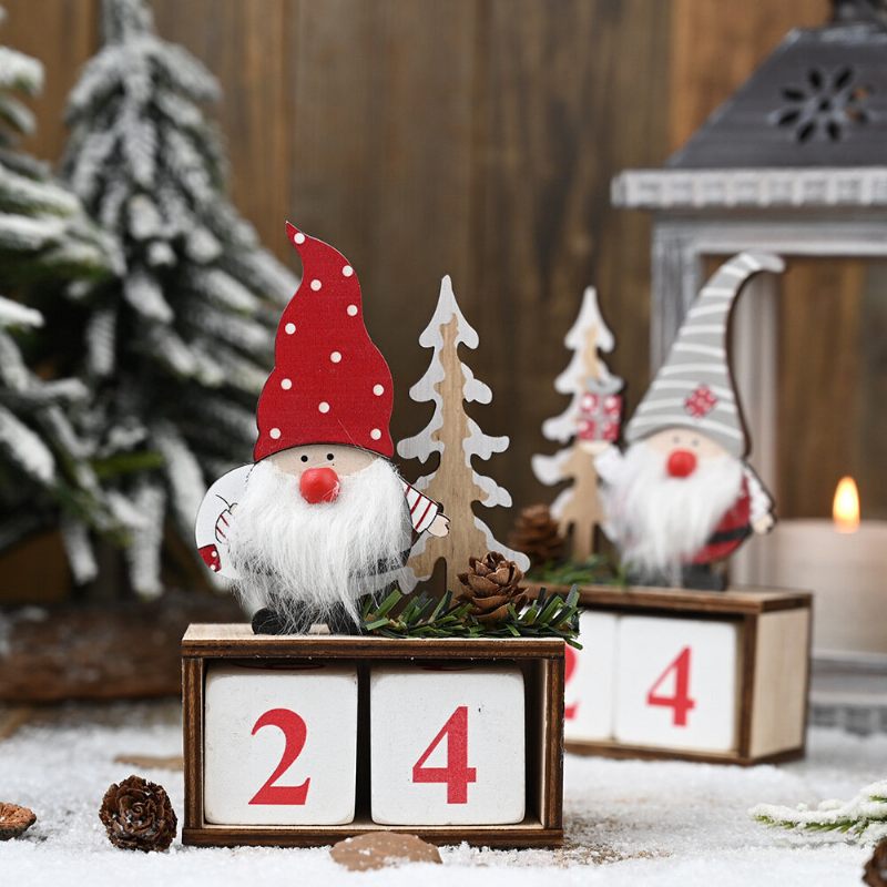 Božićni Kalendar S Odbrojavanjem Drveni Ukras Za Kućni Ured Djed Božićnjak Od Borove Šišarke