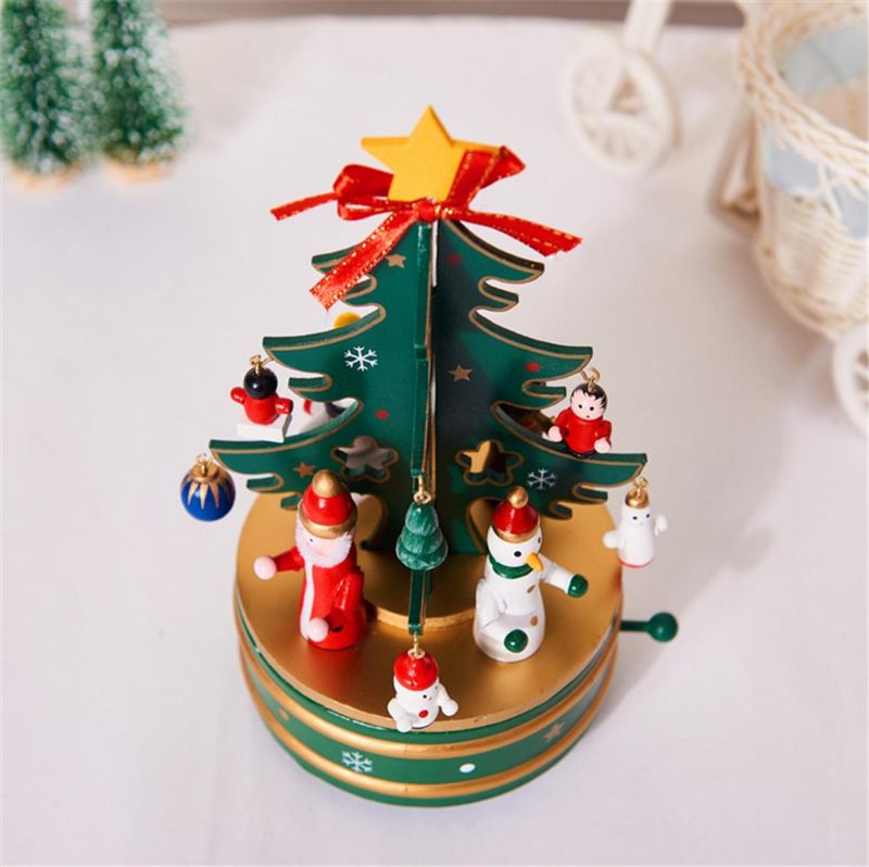 Božićni Ukrasi Kreativno Drveno Božićno Drvce Jelen Djed Mraz Glazbena Kutija Za Radnu Površinu