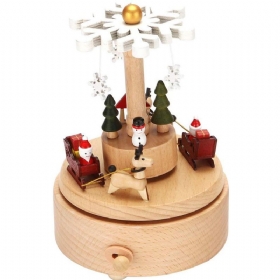 Drvena Božićna Glazbena Kutija Rukotvorine Božićno Drvce Snježne Pahuljice Darovi Crtani Ukras Za Stol 16cm*11cm