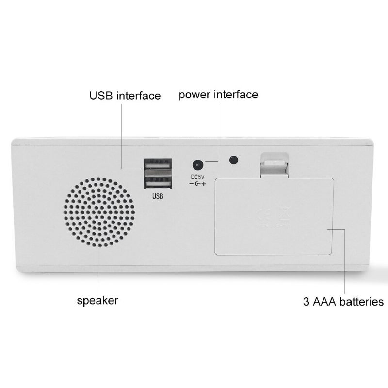 Ek8609 Digitalna Budilica Timer Led Ogledalo Snooze Stolni Sat Elektronički Prikaz Vremena Datum Temperatura Ukrasi Za Dom