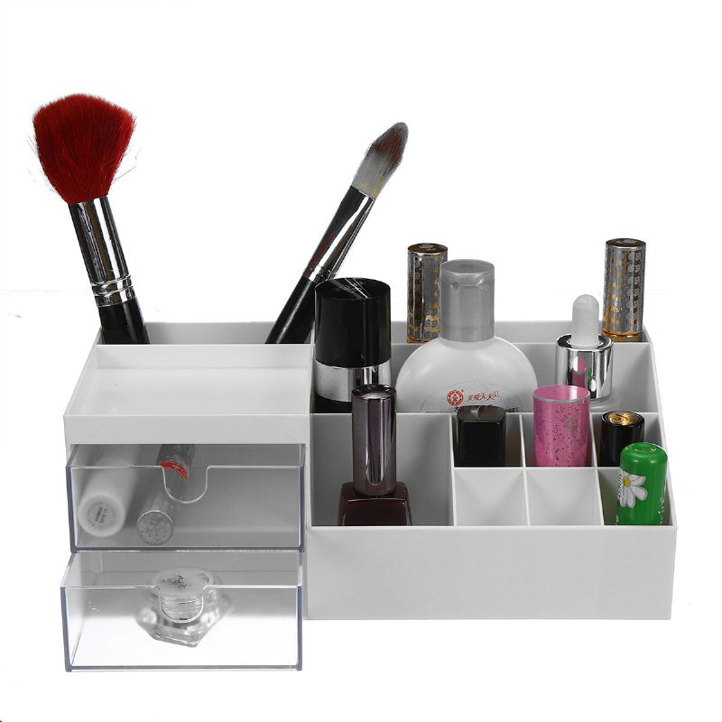 Kutija Za Pohranu Kozmetike Stolni Organizator Šminke S Ladicom Držač Četkica Za Ruževa Za Nakit Vitrina Na Stolu