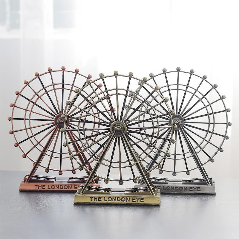 Retro Metal The London Eye Ferris Wheel Ornament Engleska Zgrada Kućni Ured Kreativni Stolni Ukrasi Model Suveniri Pokloni