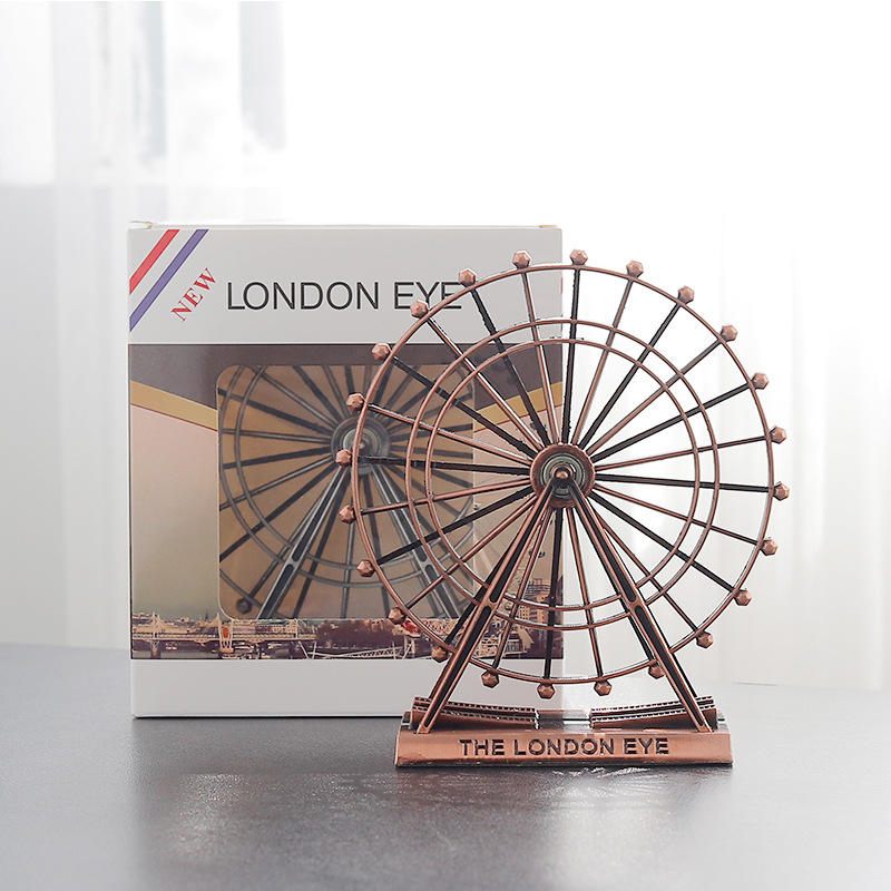 Retro Metal The London Eye Ferris Wheel Ornament Engleska Zgrada Kućni Ured Kreativni Stolni Ukrasi Model Suveniri Pokloni