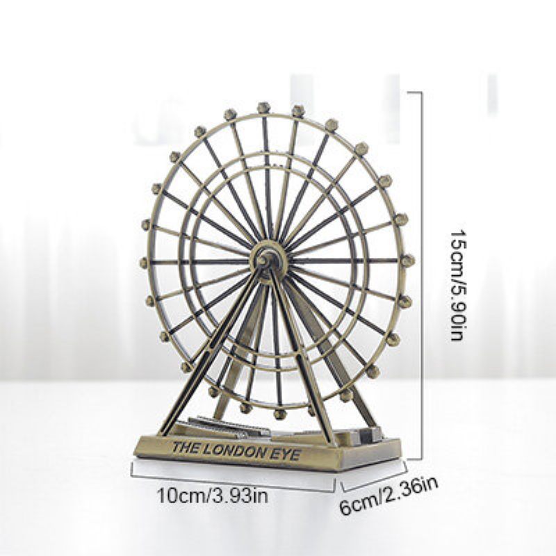 Retro Metal The London Eye Ferris Wheel Ornament Engleska Zgrada Kućni Ured Kreativni Stolni Ukrasi Model Suveniri Pokloni