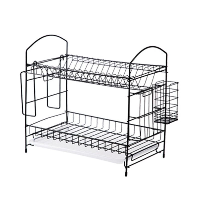 Stalak Za Odvod Dish Rak Kitchen Storage Rack Organizator Mental Iron Design Jednostavno Sastavljanje 2 Razine Za Kuhinju Kućni Ured