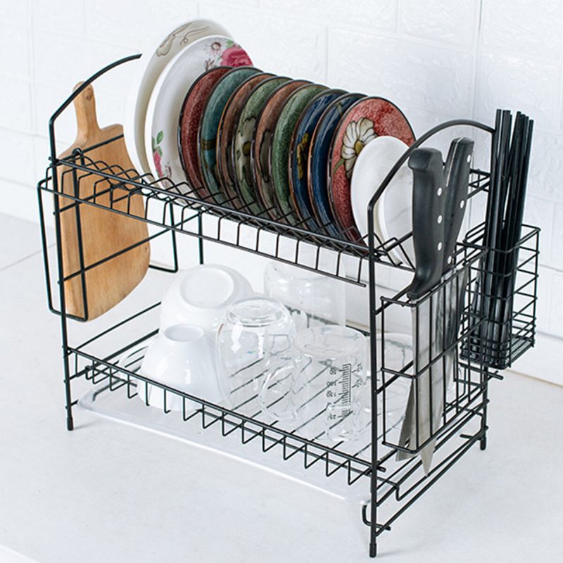 Stalak Za Odvod Dish Rak Kitchen Storage Rack Organizator Mental Iron Design Jednostavno Sastavljanje 2 Razine Za Kuhinju Kućni Ured