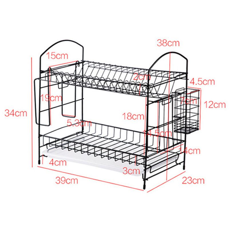 Stalak Za Odvod Dish Rak Kitchen Storage Rack Organizator Mental Iron Design Jednostavno Sastavljanje 2 Razine Za Kuhinju Kućni Ured