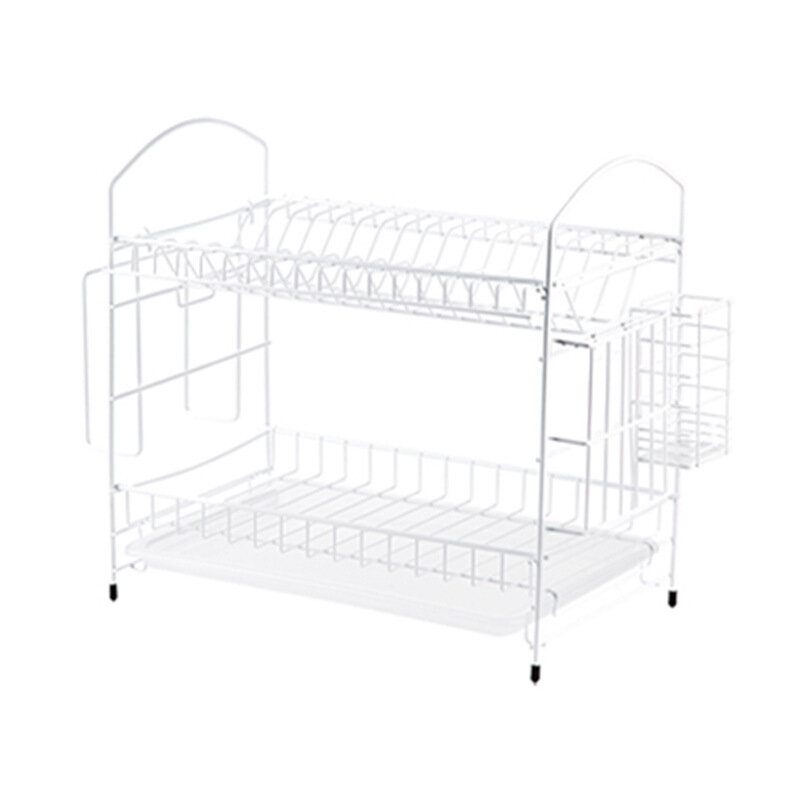 Stalak Za Odvod Dish Rak Kitchen Storage Rack Organizator Mental Iron Design Jednostavno Sastavljanje 2 Razine Za Kuhinju Kućni Ured