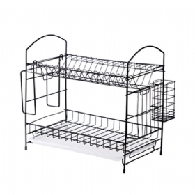 Stalak Za Odvod Dish Rak Kitchen Storage Rack Organizator Mental Iron Design Jednostavno Sastavljanje 2 Razine Za Kuhinju Kućni Ured