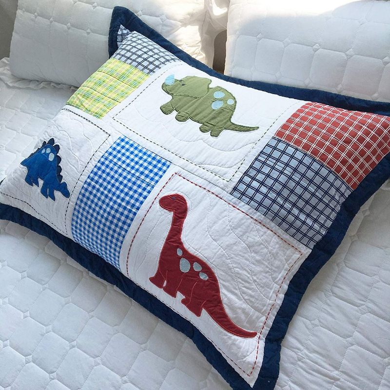 100% Pamuk Dinosaur Patchwork Komplet Popluna Za Dječake Dječji Prekrivači Za Dva Kreveta