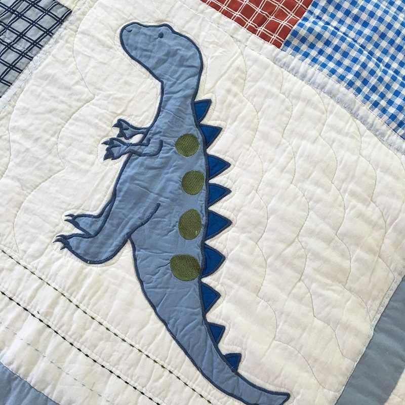 100% Pamuk Dinosaur Patchwork Komplet Popluna Za Dječake Dječji Prekrivači Za Dva Kreveta