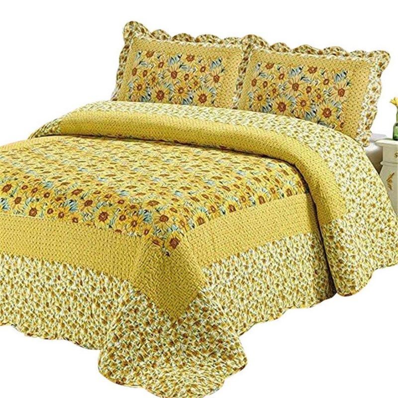 100% Pamuk Tufnasti Suncokret Patchwork Prekrivači Kompleti Popluna Queensunflowers